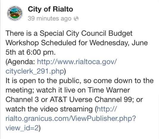 Rialto Budget Meeting