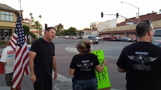 Police Officer comes out to personally thank the people for coming to the rally.
